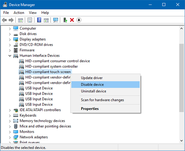 hid compliant touch screen driver download windows 10